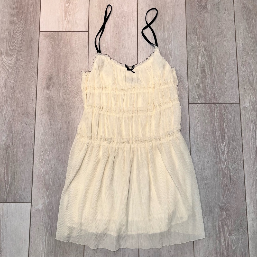 Zara Little Bow Textured Slip Dress - Size Large